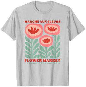 Women's Paris Botanical Market Flower Top T-Shirt - T-Shirt | Ash