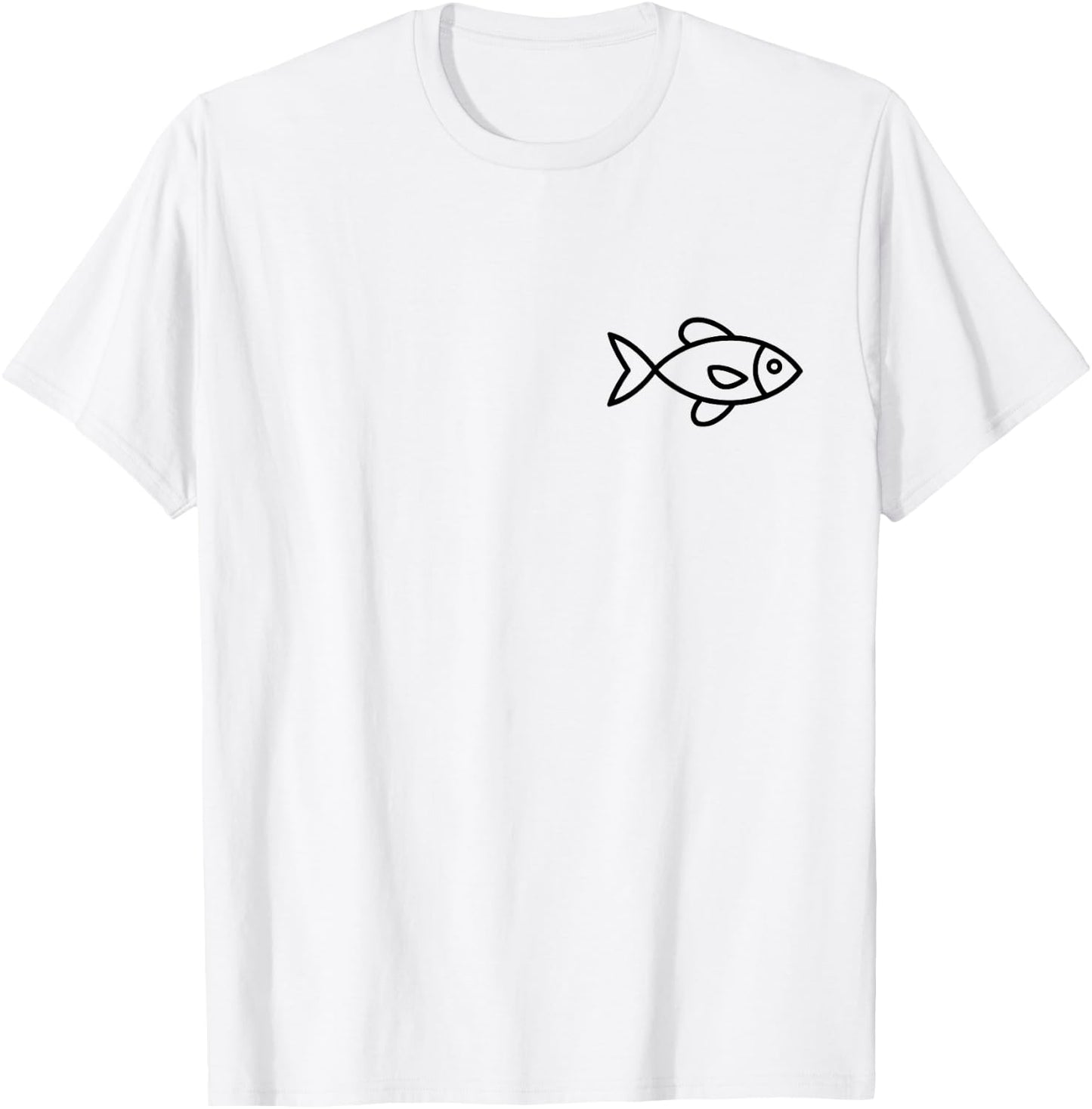 Minimalist Fish Badge Fish Lover T-Shirt - T-Shirt | White