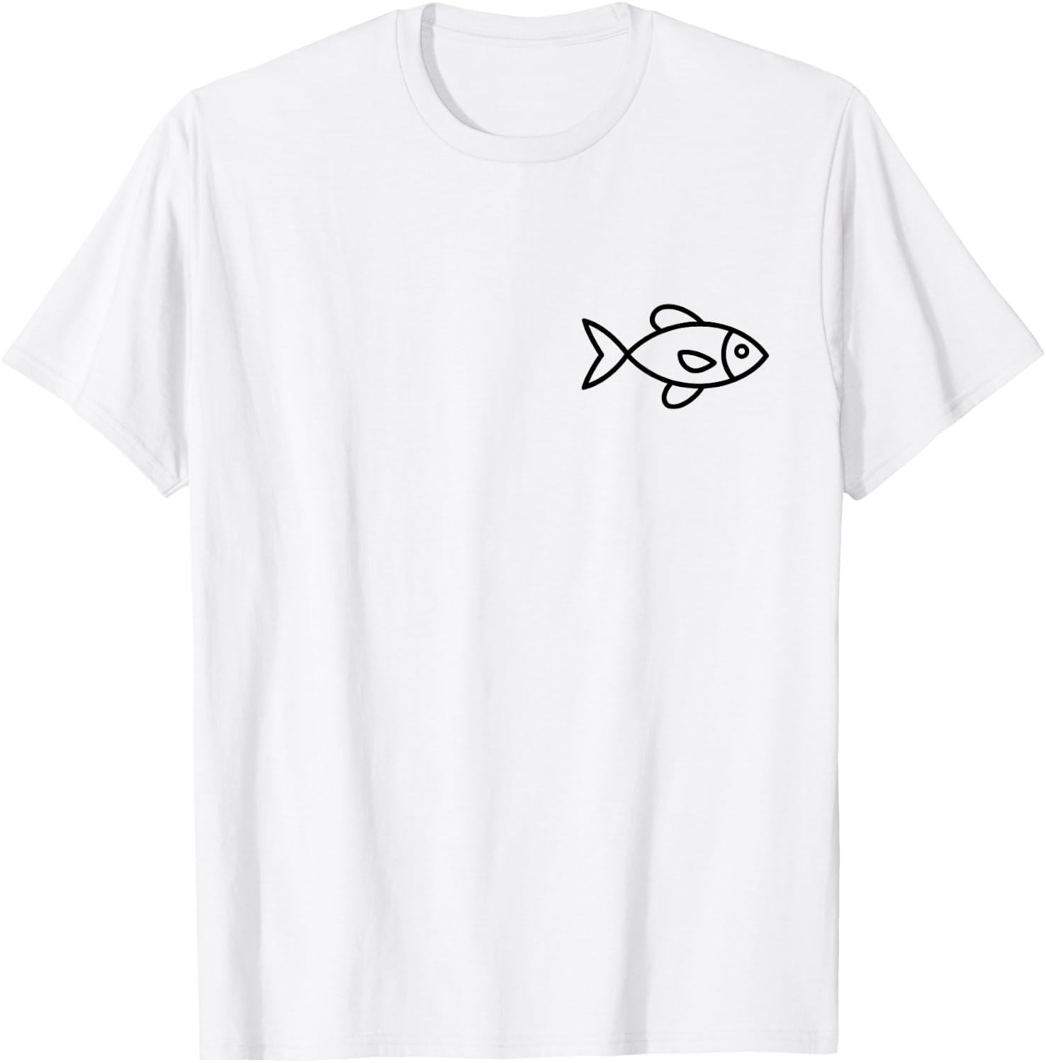 Minimalist Fish Badge Fish Lover T-Shirt - T-Shirt | White