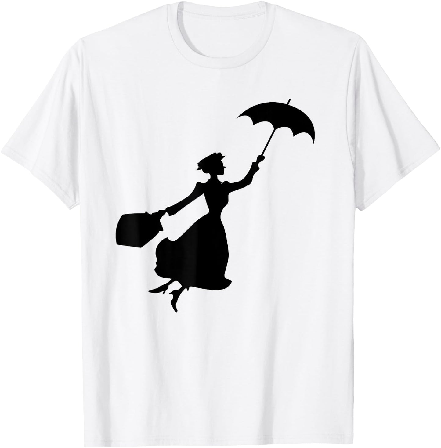 Mary Poppins Flying Silhouette , gray T-Shirt - T-Shirt | White