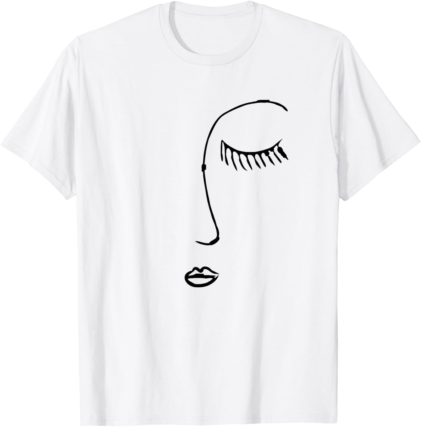 Portrait Line Drawing Sketch Face Abstract Art T-Shirt - T-Shirt | White