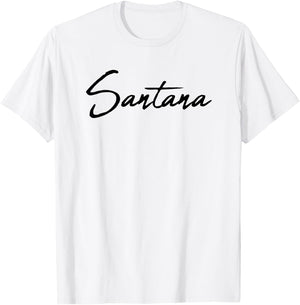 Beautiful Handwritten Font Santana Calligraphy T-Shirt - T-Shirt | White
