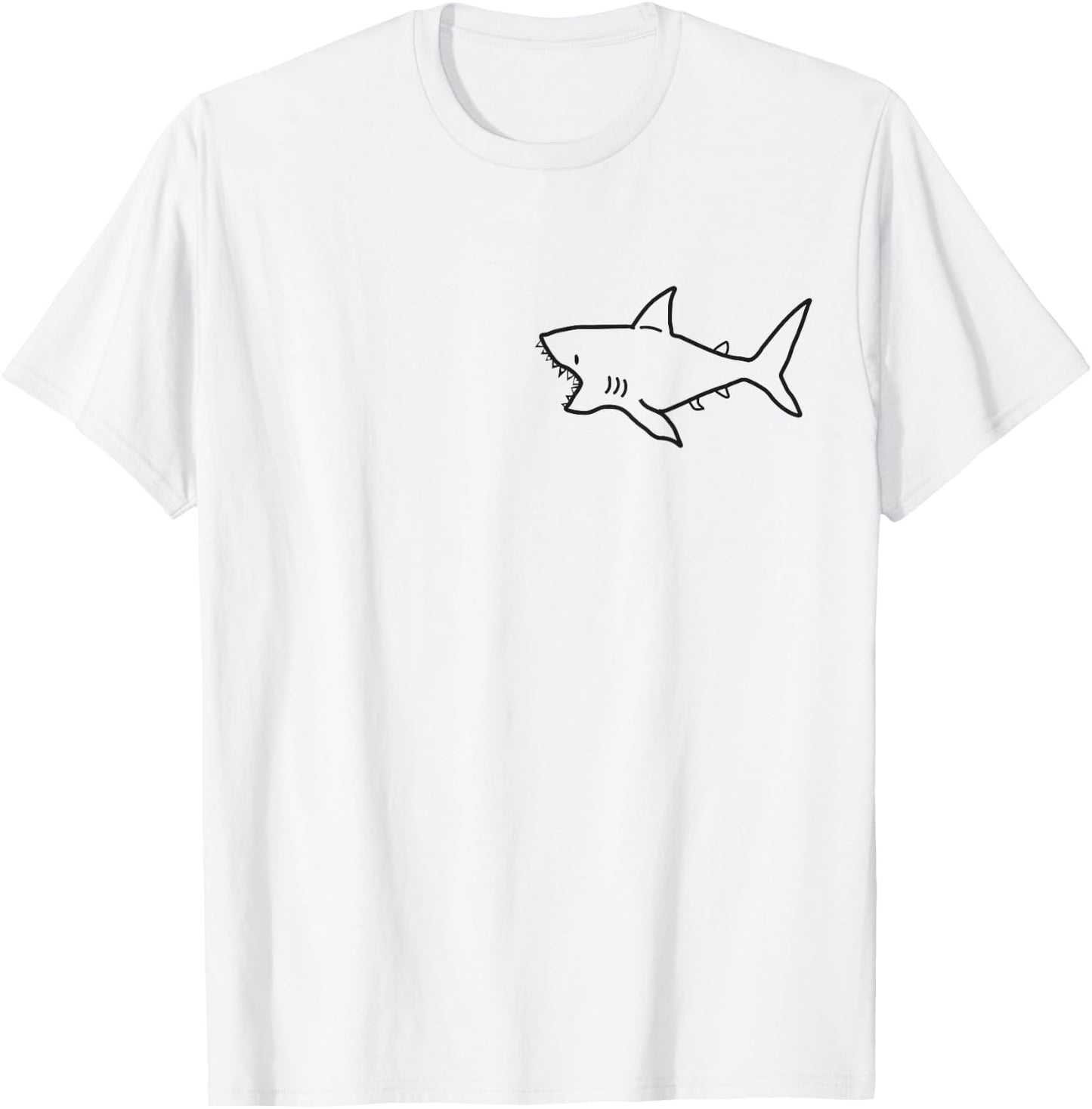 Funny cute Shark Pocket For ocean and sharks lovers T-Shirt - T-Shirt | White