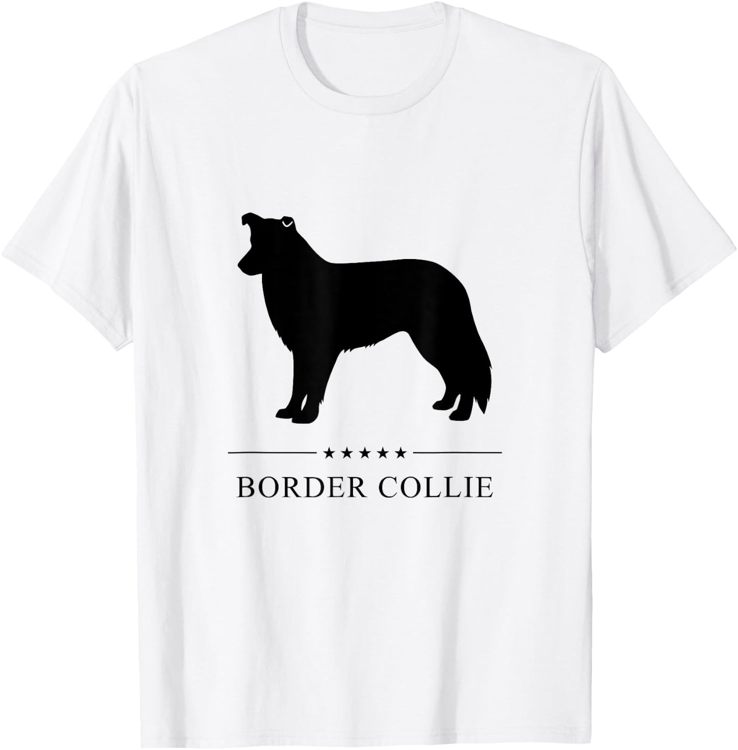Border Collie Black Silhouette T-Shirt - T-Shirt | White