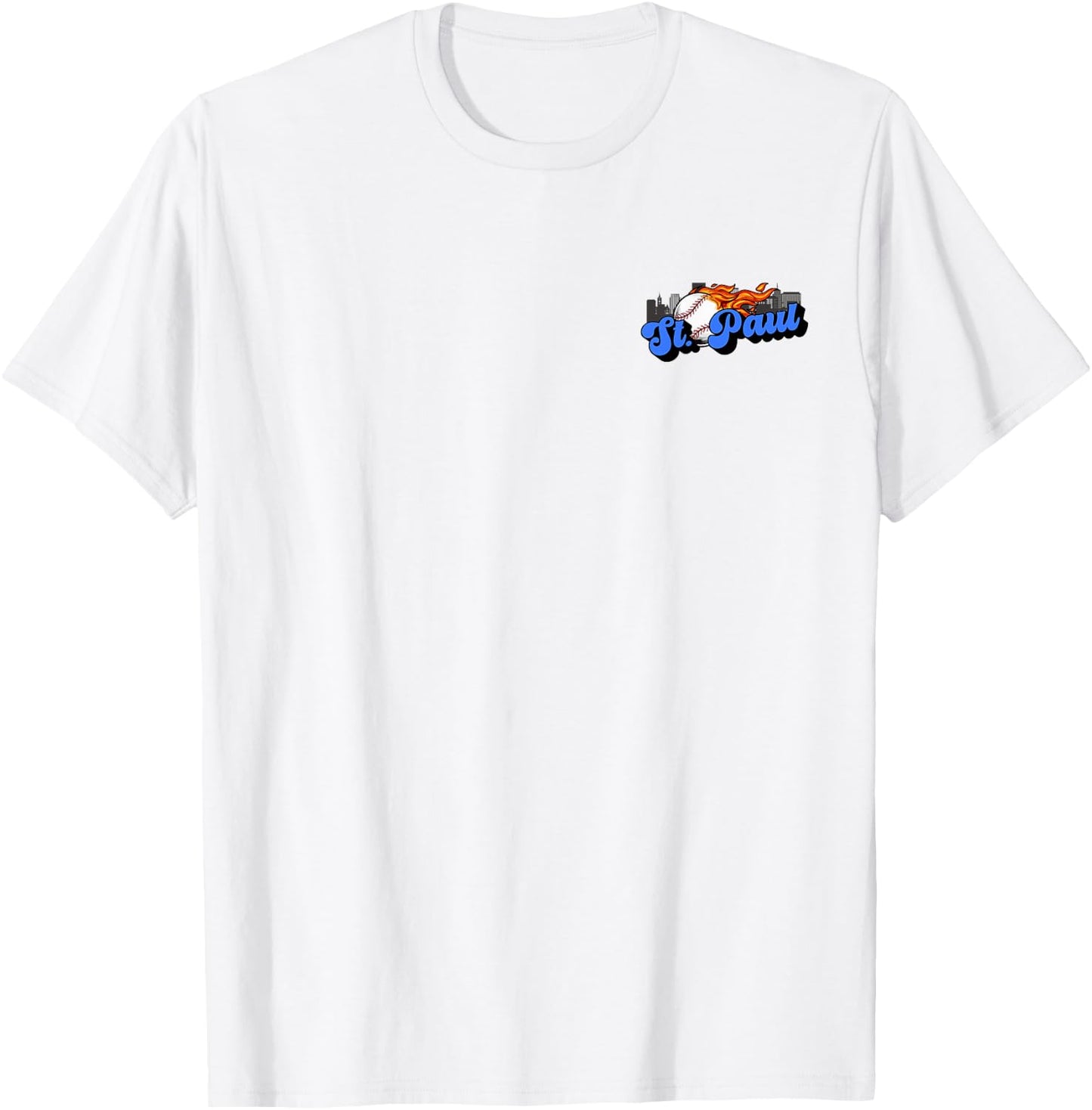 Saint Paul Baseball Vintage City Skyline Baseball Lover T-Shirt - T-Shirt | White
