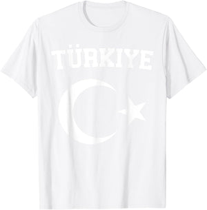 Turkish Flag Türkiye Bayragi Crescent Moon and Star Turkey , Red, S T-Shirt - T-Shirt | White