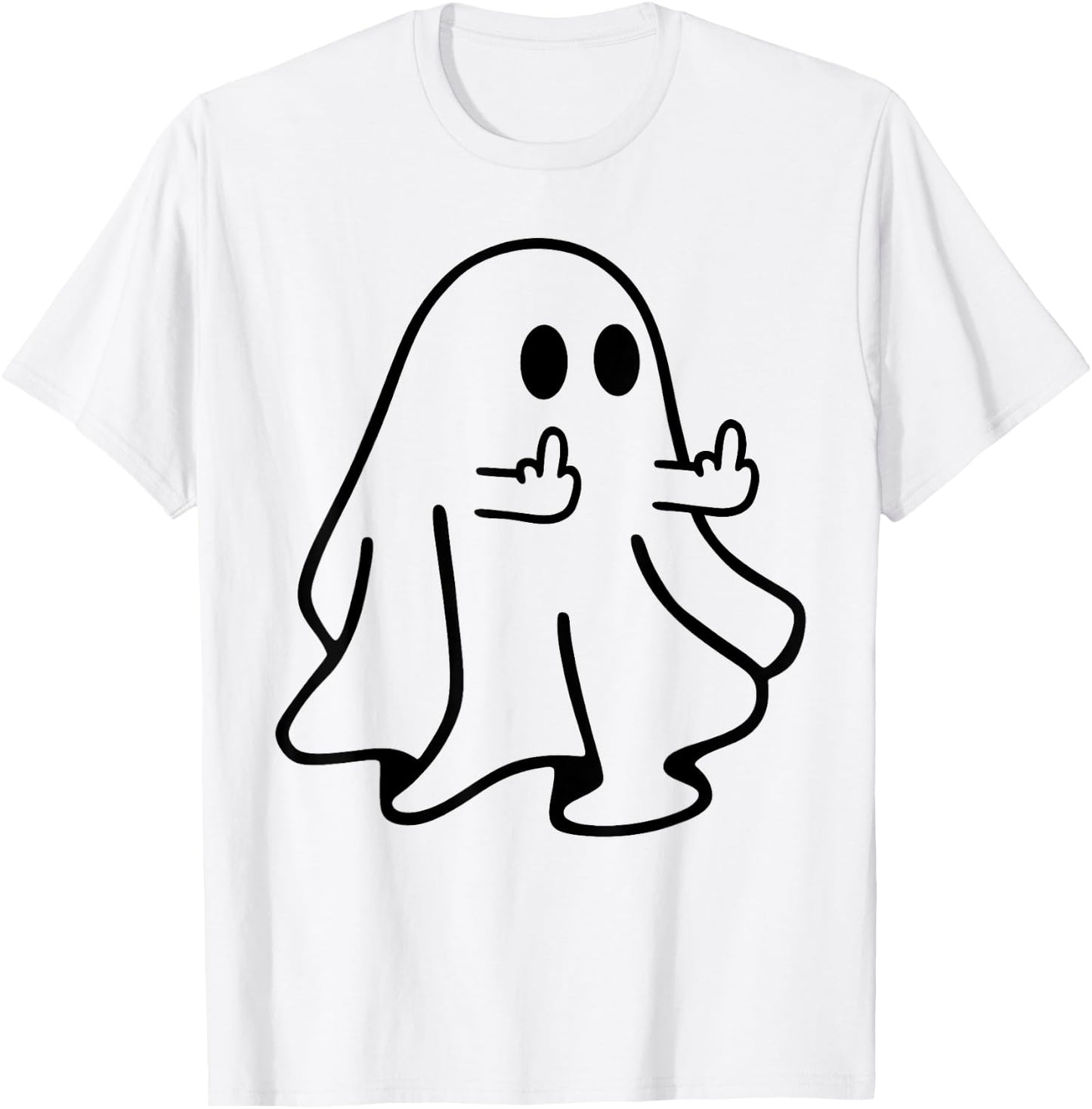 Boo Ghost Middle Finger Funny Halloween Costume Adult Joke T-Shirt - T-Shirt | White
