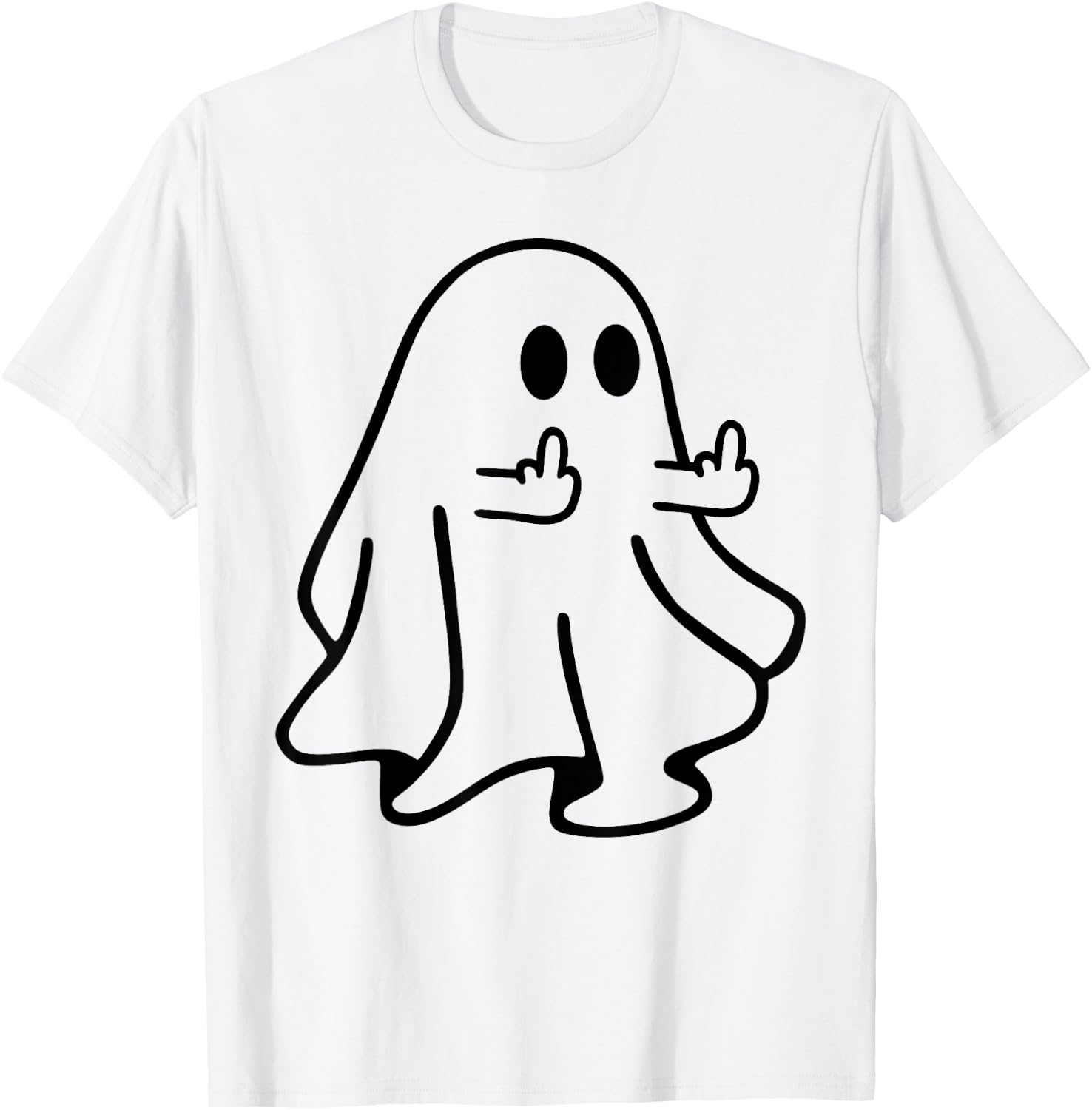 Boo Ghost Middle Finger Funny Halloween Costume Adult Joke T-Shirt - T-Shirt | White