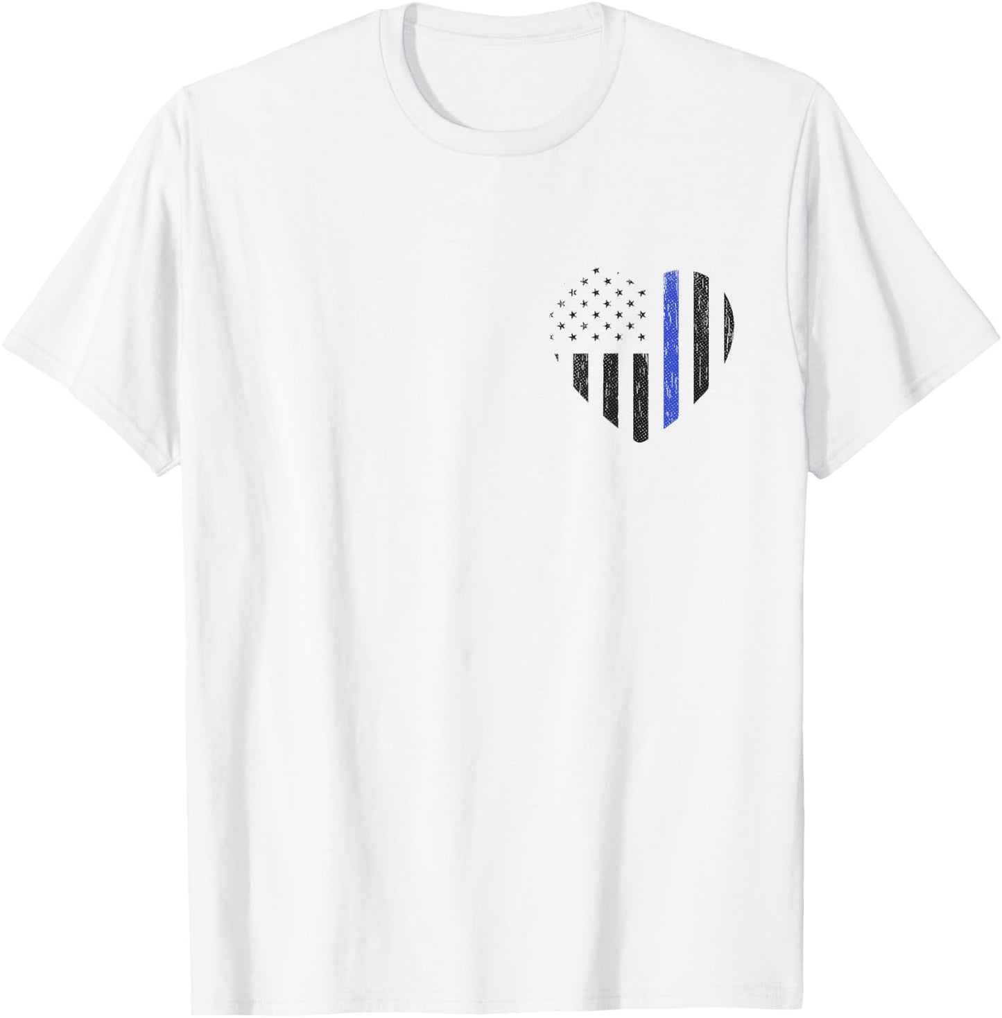 Thin Blue Line Heart Shirt Police Wife Girlfriend Mom Gift T-Shirt - T-Shirt | White