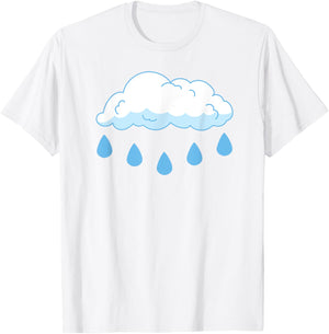 White Clouds Rain Drop Cloud Rain Costume T-Shirt - T-Shirt | White