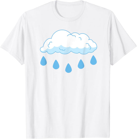 White Clouds Rain Drop Cloud Rain Costume T-Shirt - T-Shirt | White