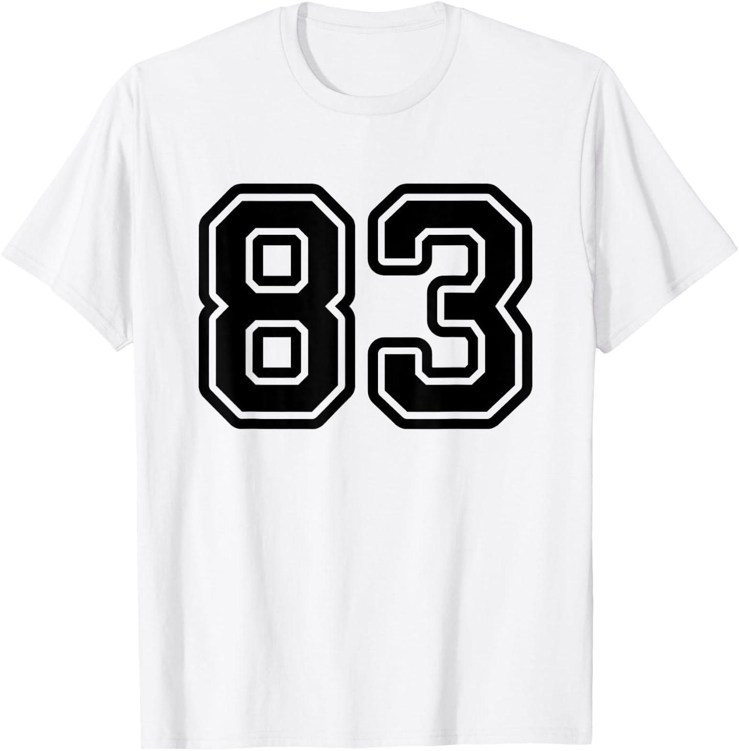 Number #83 Black Sports Team Varsity Number 83 T-Shirt - T-Shirt | White