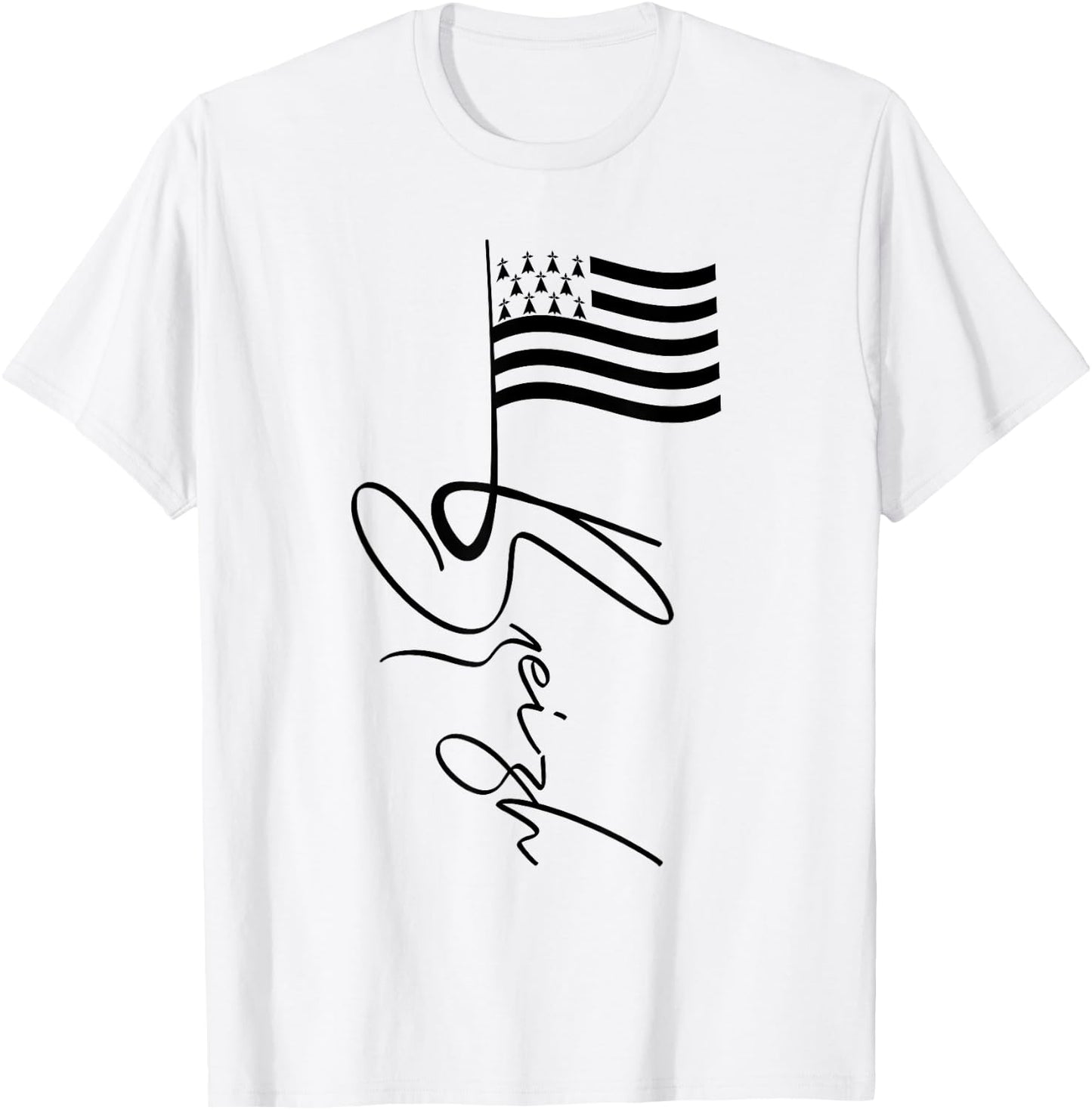 Mast Brittany France Signature Flag Breizh Breton , white, S T-Shirt - T-Shirt | White