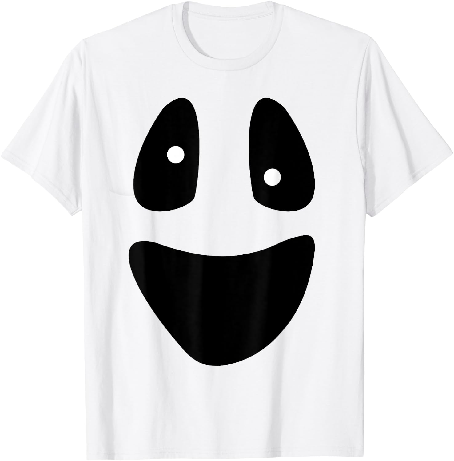 Ghost - Funny Scary Face Lazy Halloween Costume T-Shirt - T-Shirt | White