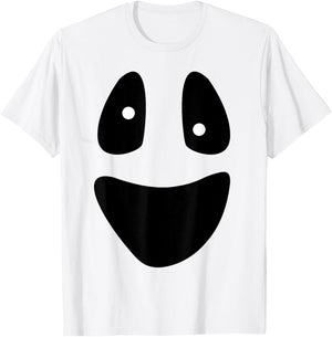 Ghost - Funny Scary Face Lazy Halloween Costume T-Shirt - T-Shirt | White