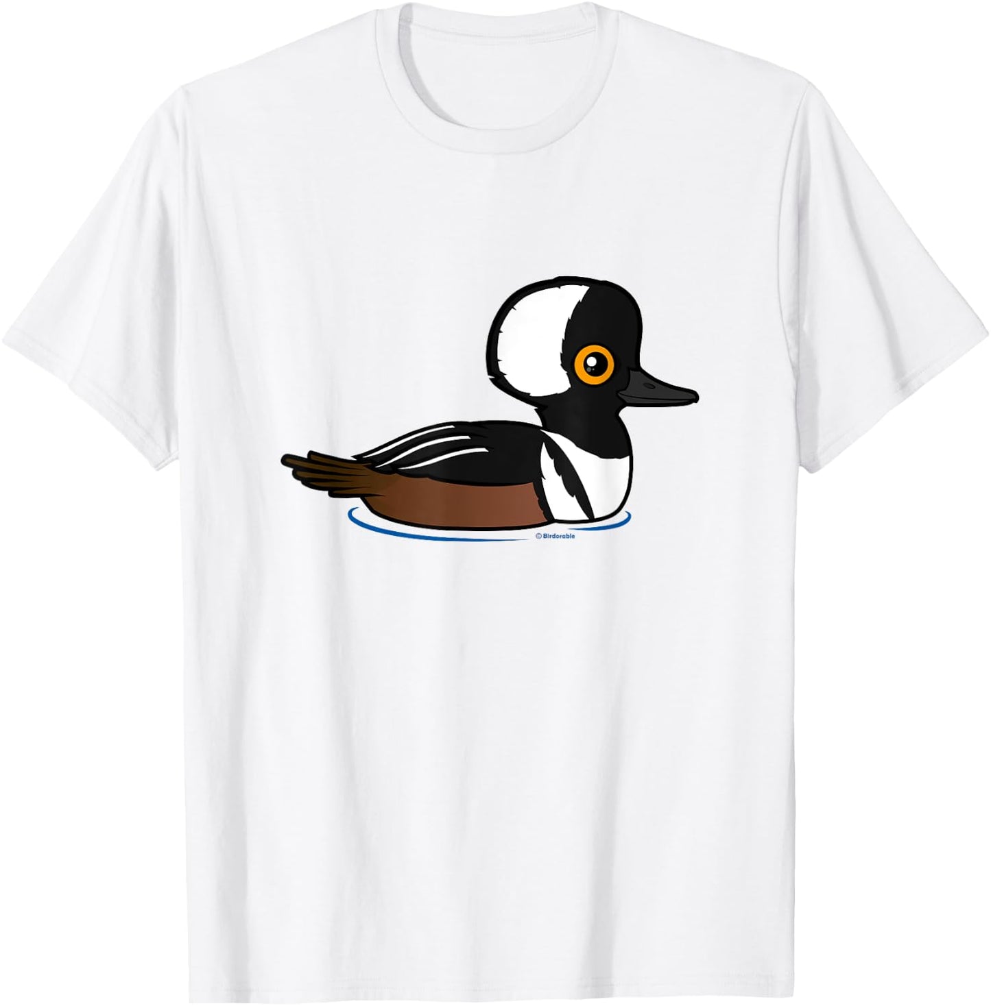 Cute Cartoon Hooded Merganser Fun Birdorable Waterfowl Duck T-Shirt - T-Shirt | White