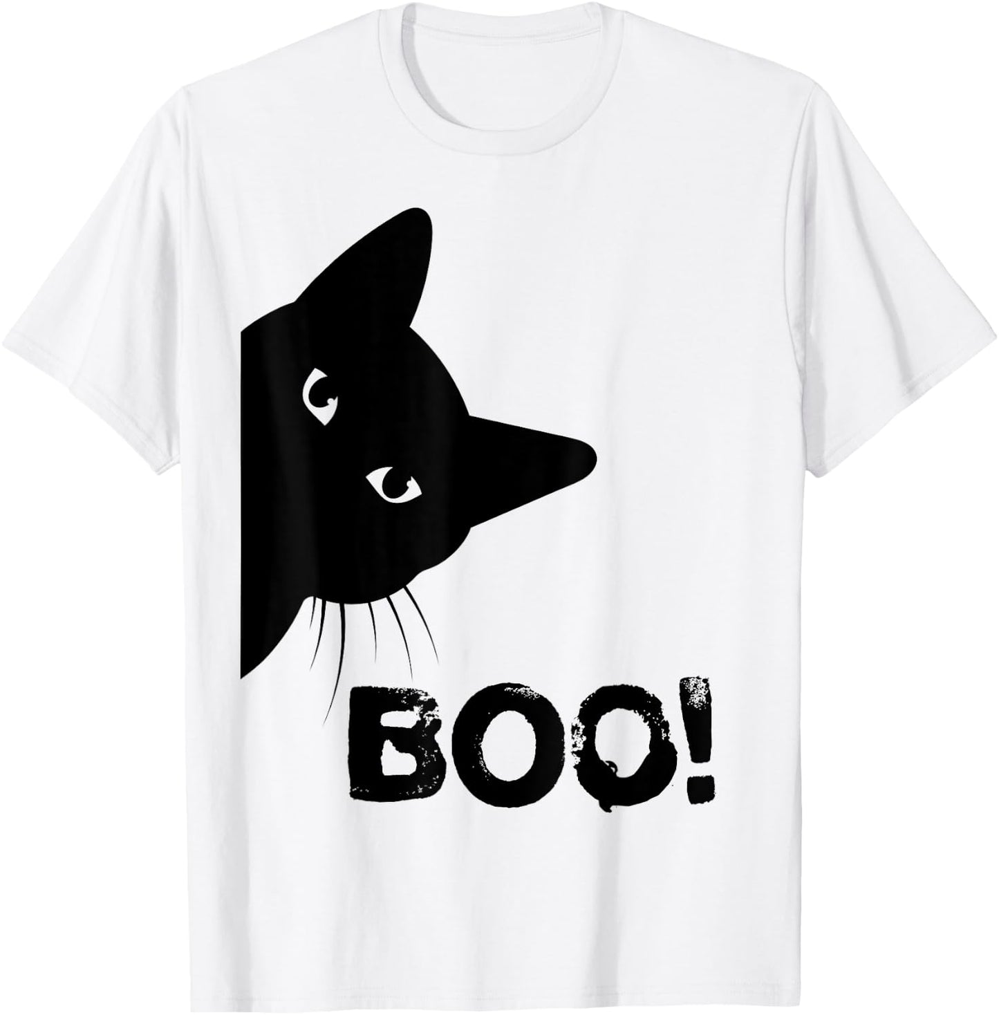 Boo! | Funny Hiding Peekaboo Scary Halloween Cat T-Shirt - T-Shirt | White