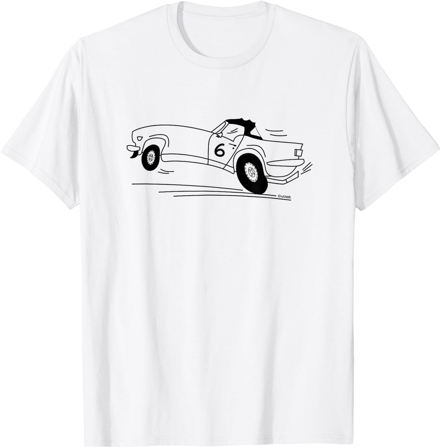Cartoon Drawing Triumph TR6 British Car , Blue, S T-Shirt - T-Shirt | White
