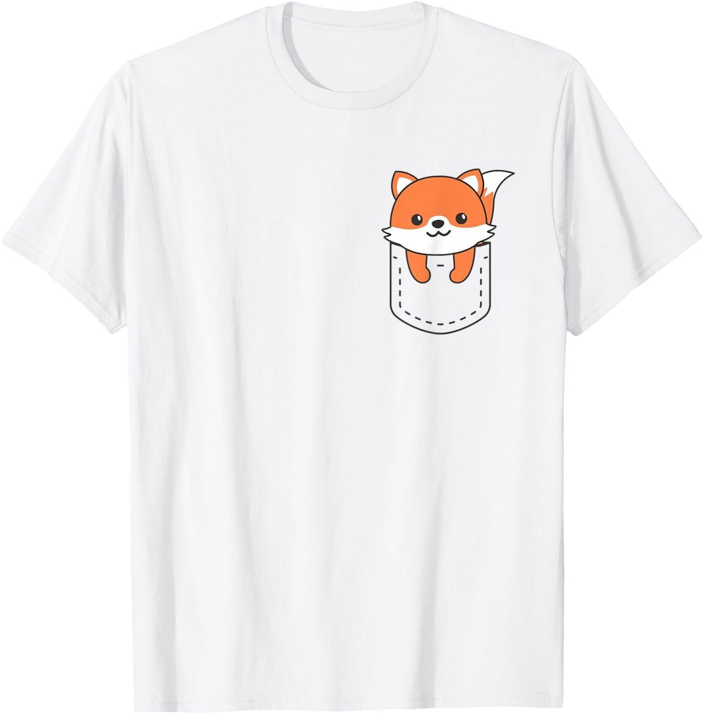 Fox In Pocket Funny Cows In Breast Pocket Cute Fox T-Shirt - T-Shirt | White