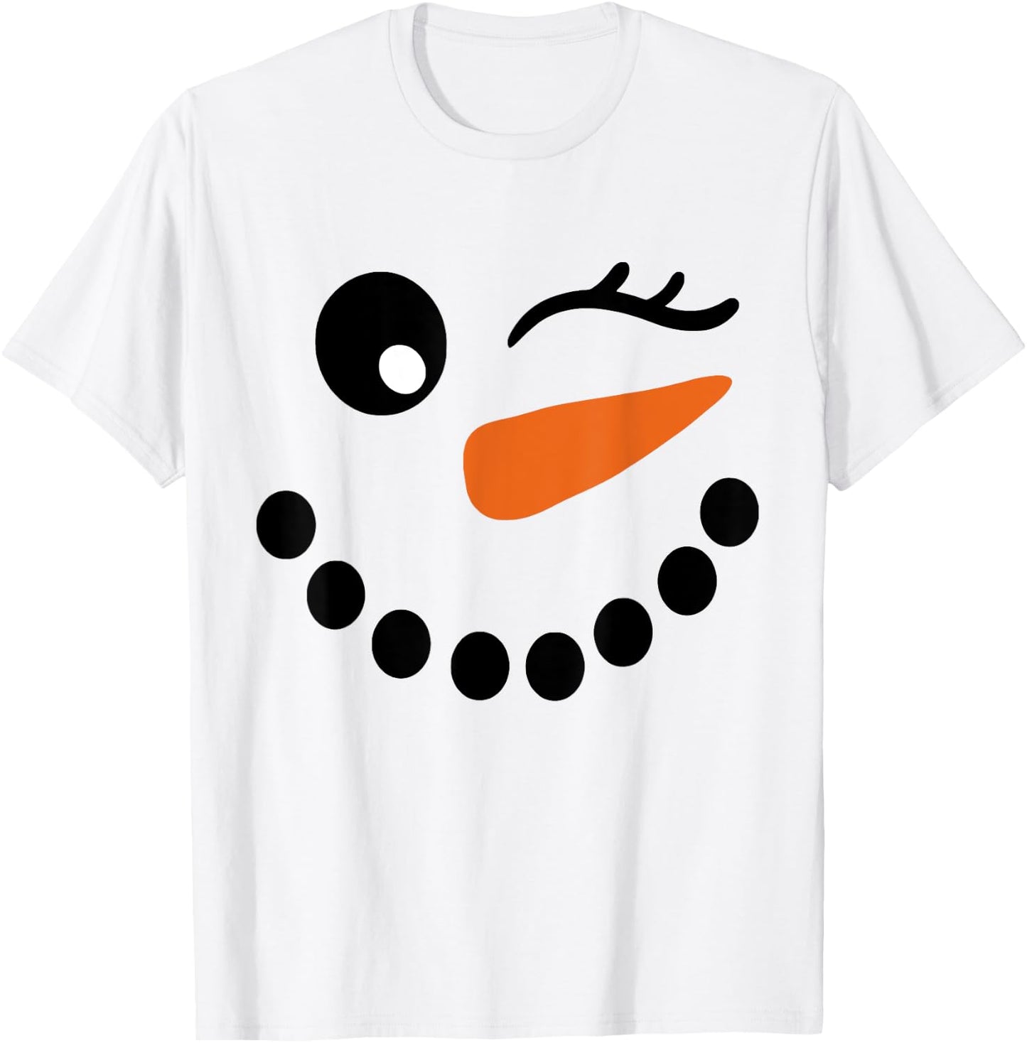 Winter Snowman Face Wink Eye Christmas Xmas For Girl T-Shirt - T-Shirt | White