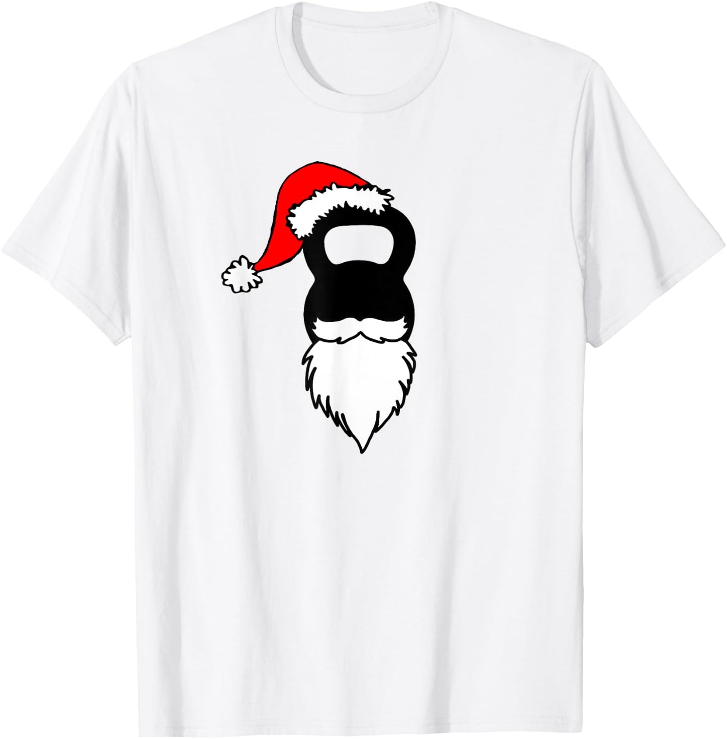 Kettlebell Santa Hat And Beard Christmas Workout T-Shirt - T-Shirt | White