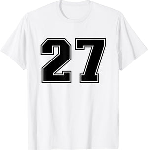 Number #27 Black Sports Fan Jersey Number T-Shirt - T-Shirt | White