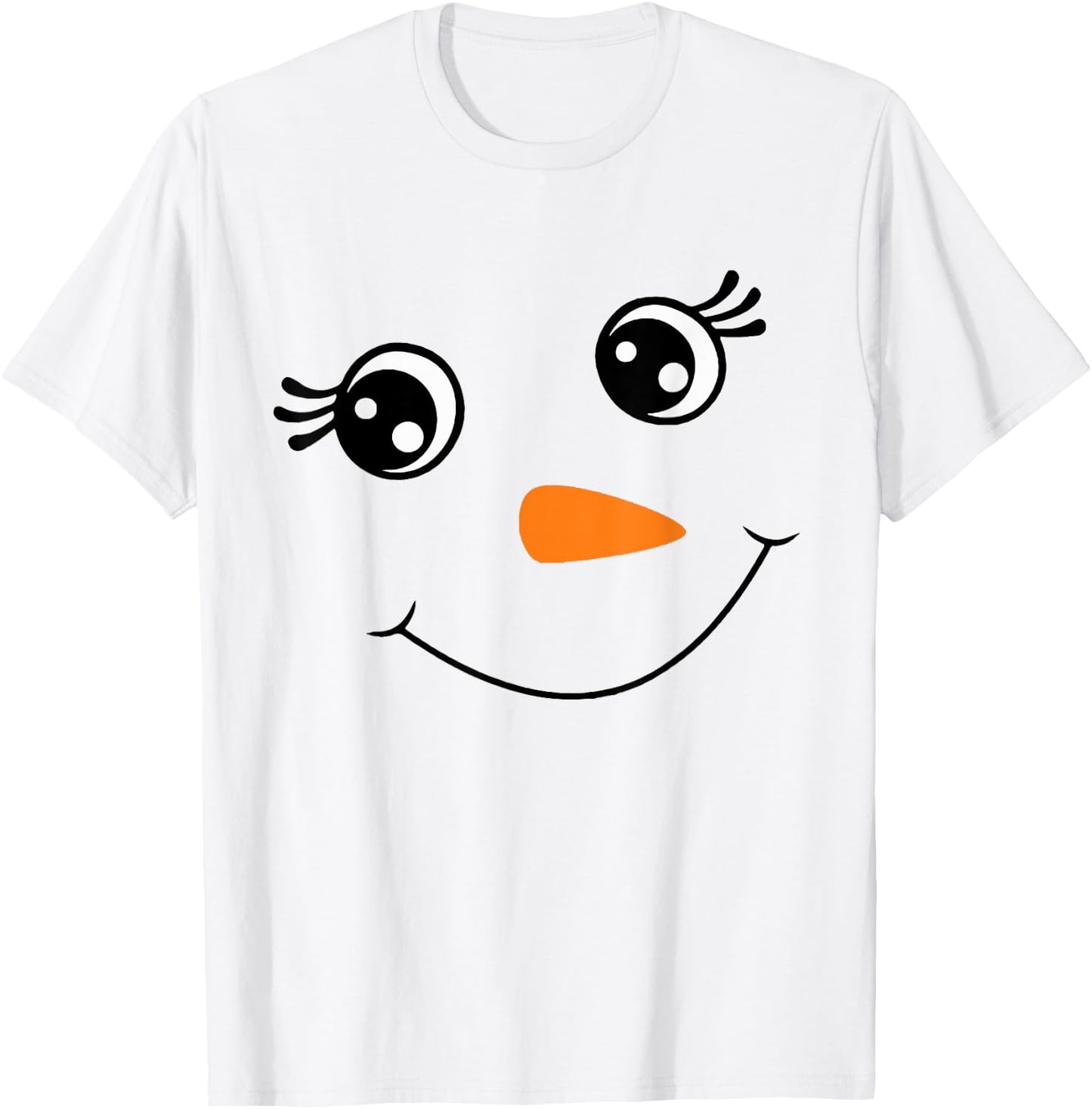 Winter Snowman Face Eyelashes Christmas Xmas For Girl T-Shirt - T-Shirt | White