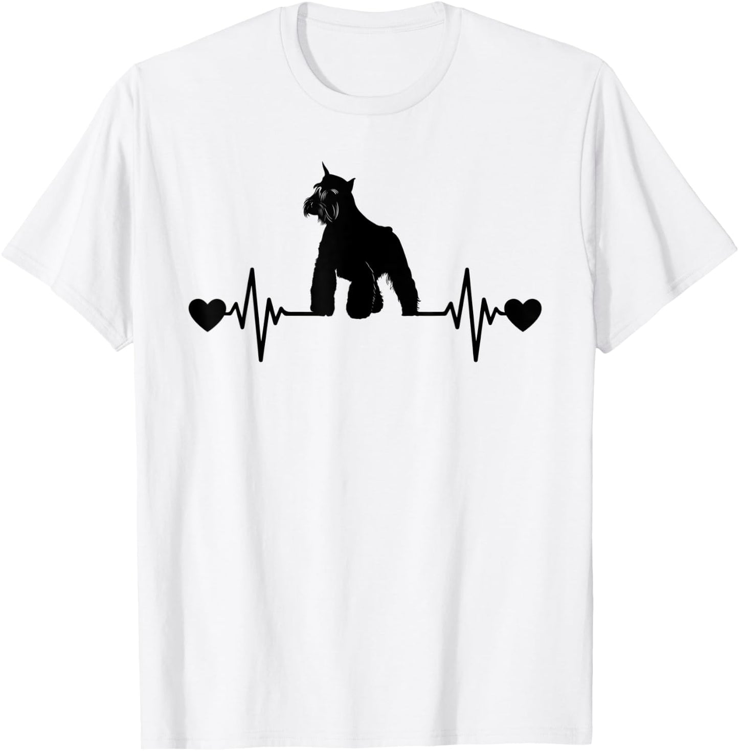 Funny Dog Lover Men Women Heartbeat Miniature Schnauzer Dog T-Shirt - T-Shirt | White