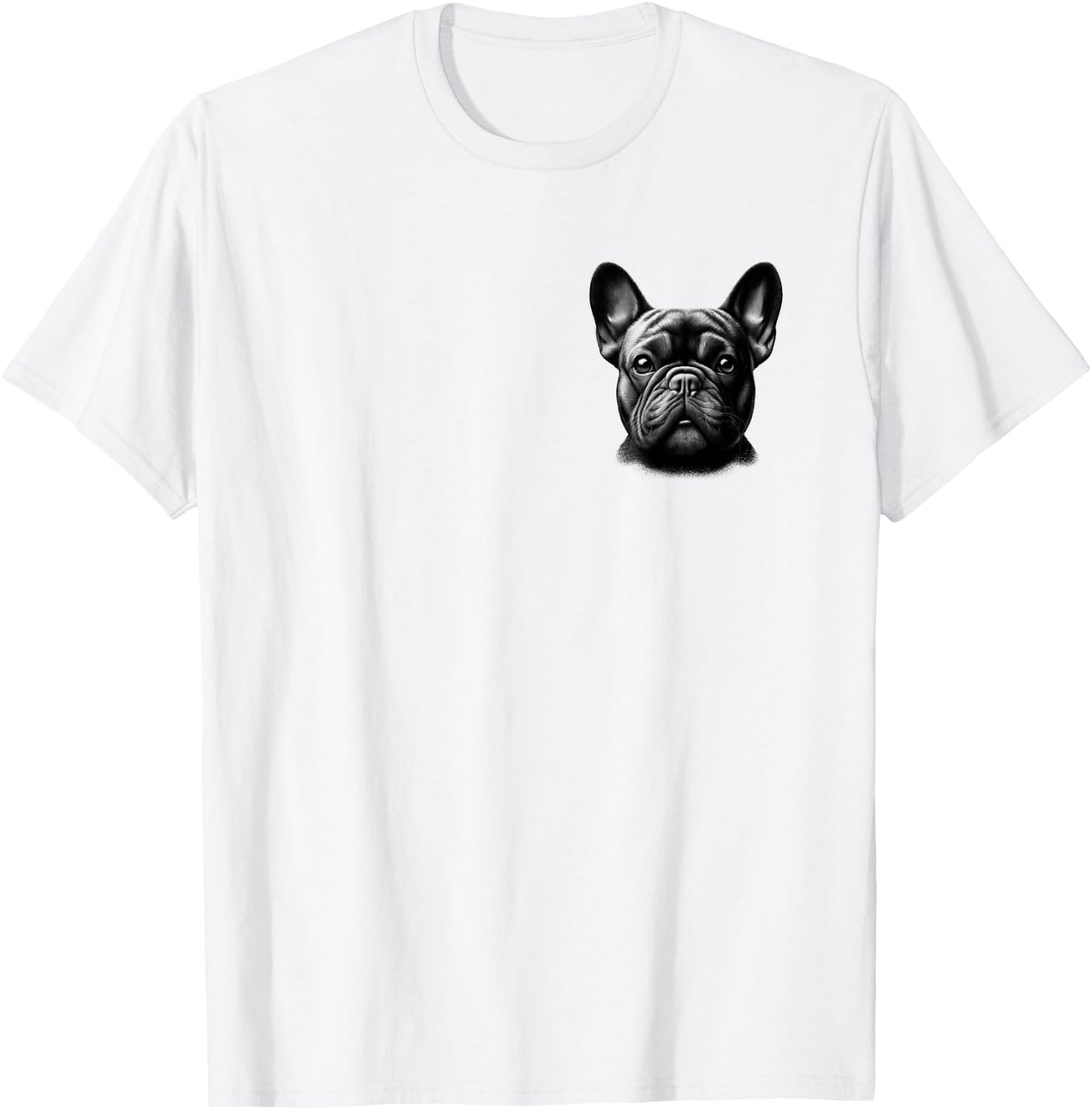 Head Portrait of Cute French Bulldog on Chest Women Girls Kids T-Shirt - T-Shirt | White