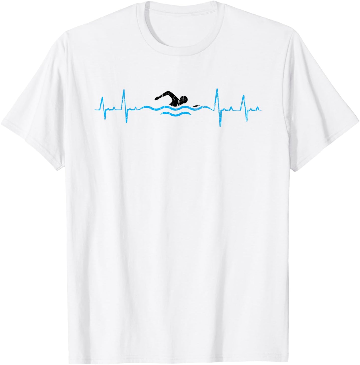 Swimming Heartbeat Funny Swimmer Swim Coach Player Graphic T-Shirt - T-Shirt | White