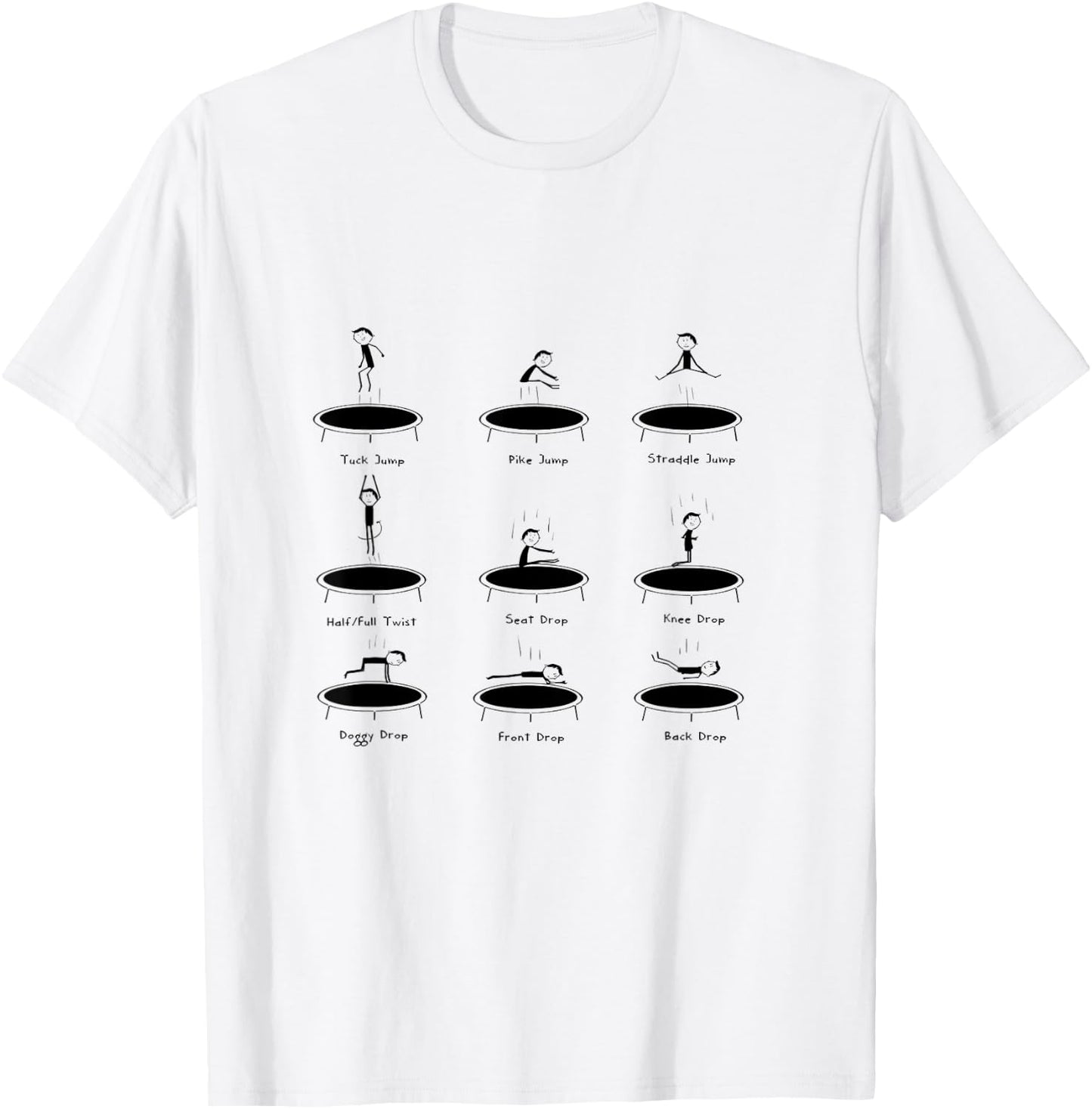 Funny Trampoline Tricks Tumbling Sticky Man T-Shirt - T-Shirt | White