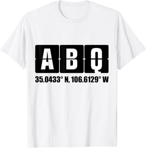 Travel "ABQ Airport Coordinates" T-Shirt - T-Shirt | White