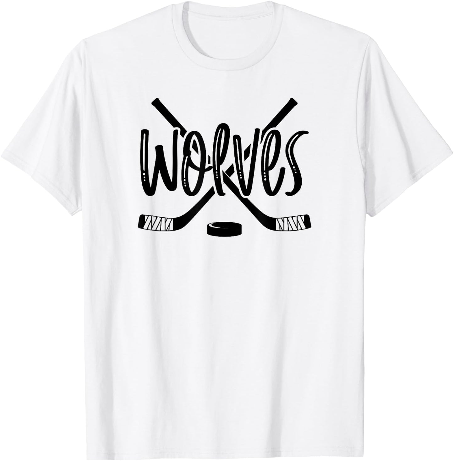 Wolves Hockey Team Mascot School Spirit Game Night T-Shirt - T-Shirt | White