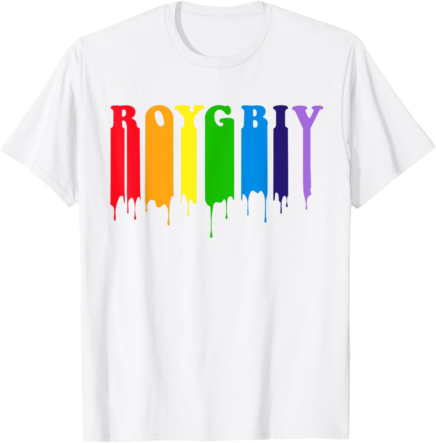 Cute ROYGBIV Rainbow With Dripping Paint T Shirt T-Shirt - T-Shirt | White