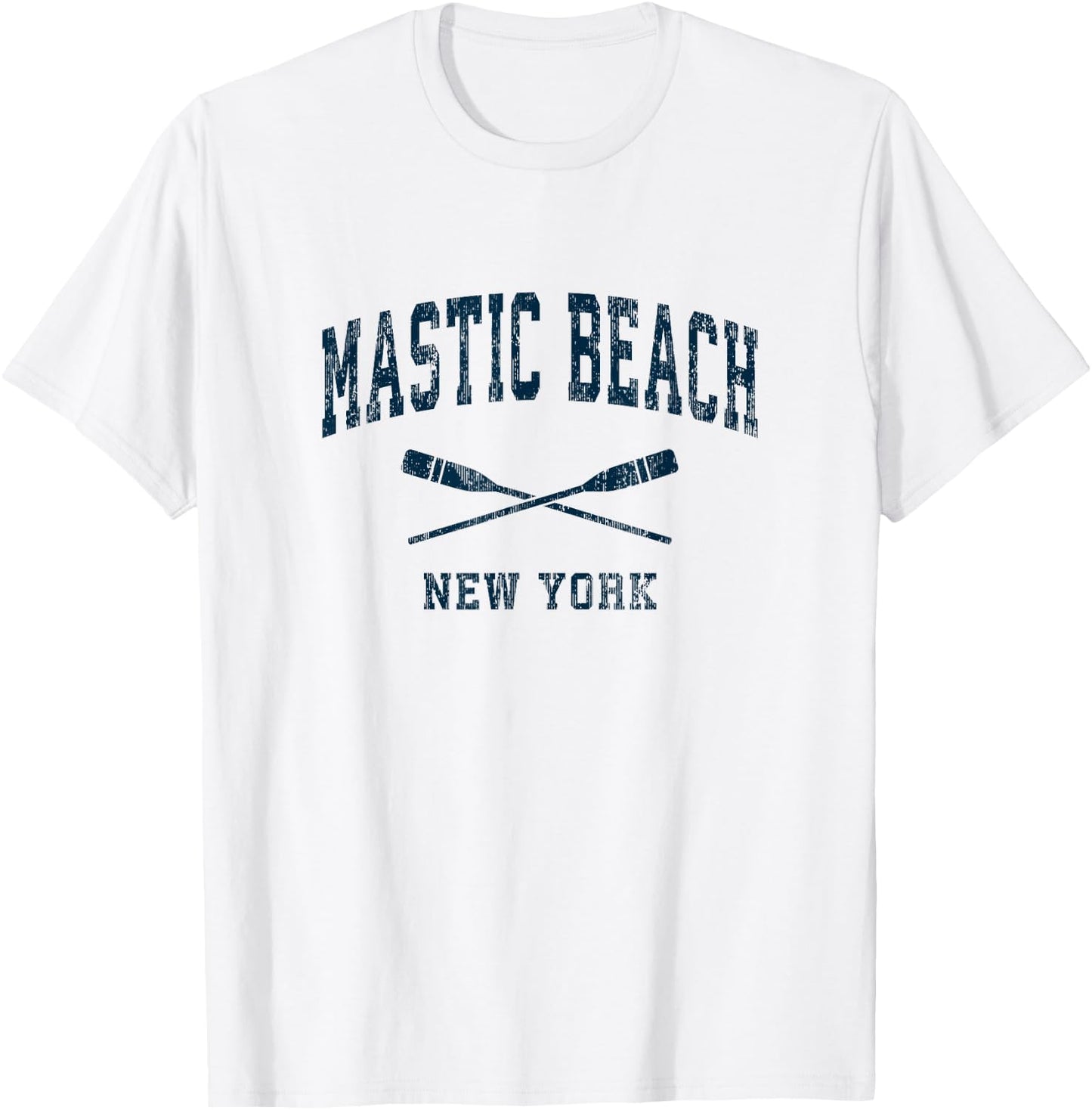 Mastic Beach New York Vintage Nautical Paddles Sports Oars T-Shirt - T-Shirt | White
