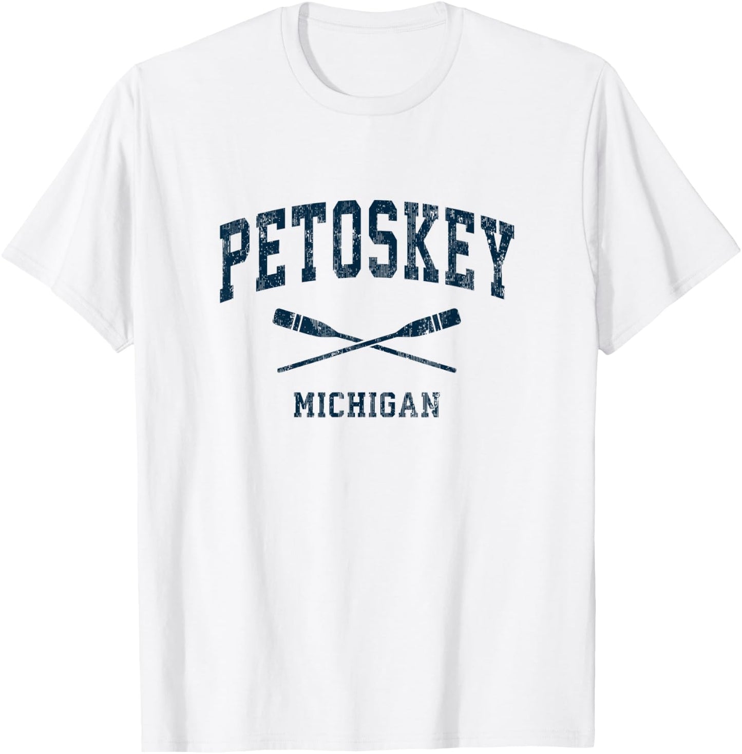 Petoskey Michigan Vintage Nautical Paddles Sports Oars T-Shirt - T-Shirt | White