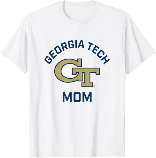 Georgia Tech Yellow Jackets Arched Mom T-Shirt - T-Shirt | White