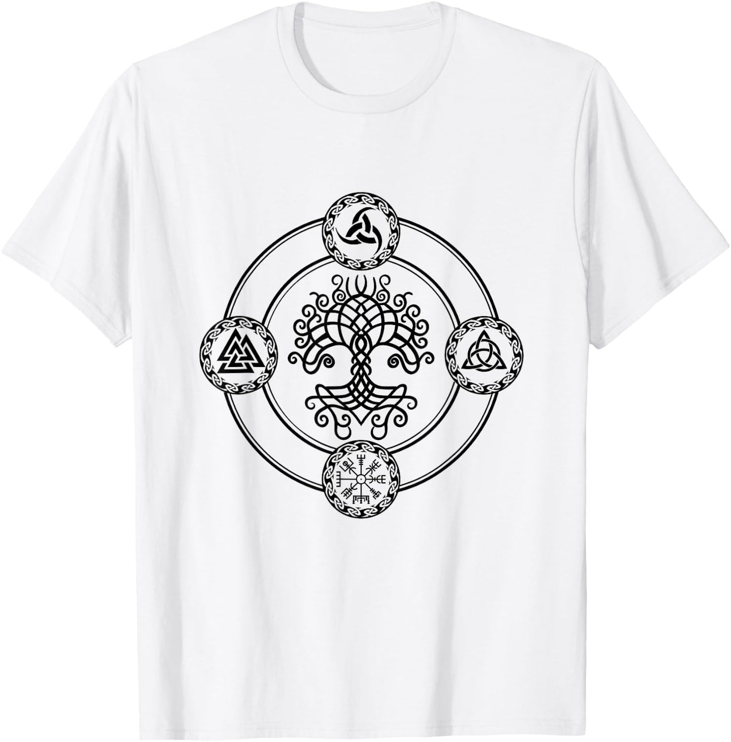 Viking Celtic Knot Symbol Tree of Life Yggdrasil Norse Myths T-Shirt - T-Shirt | White