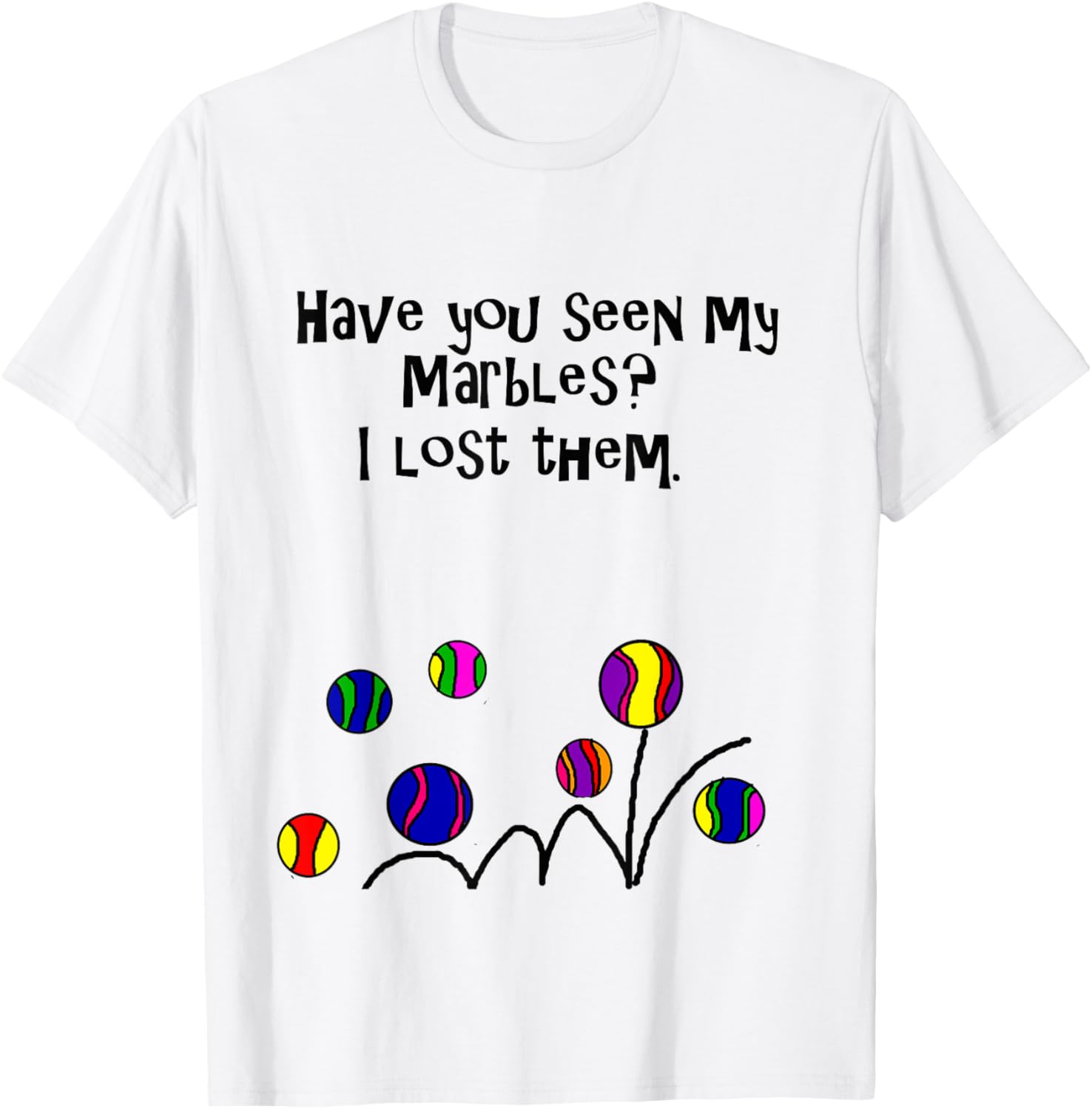 Smilealottees Funny Lost my Marbles Pun T-Shirt - T-Shirt | White