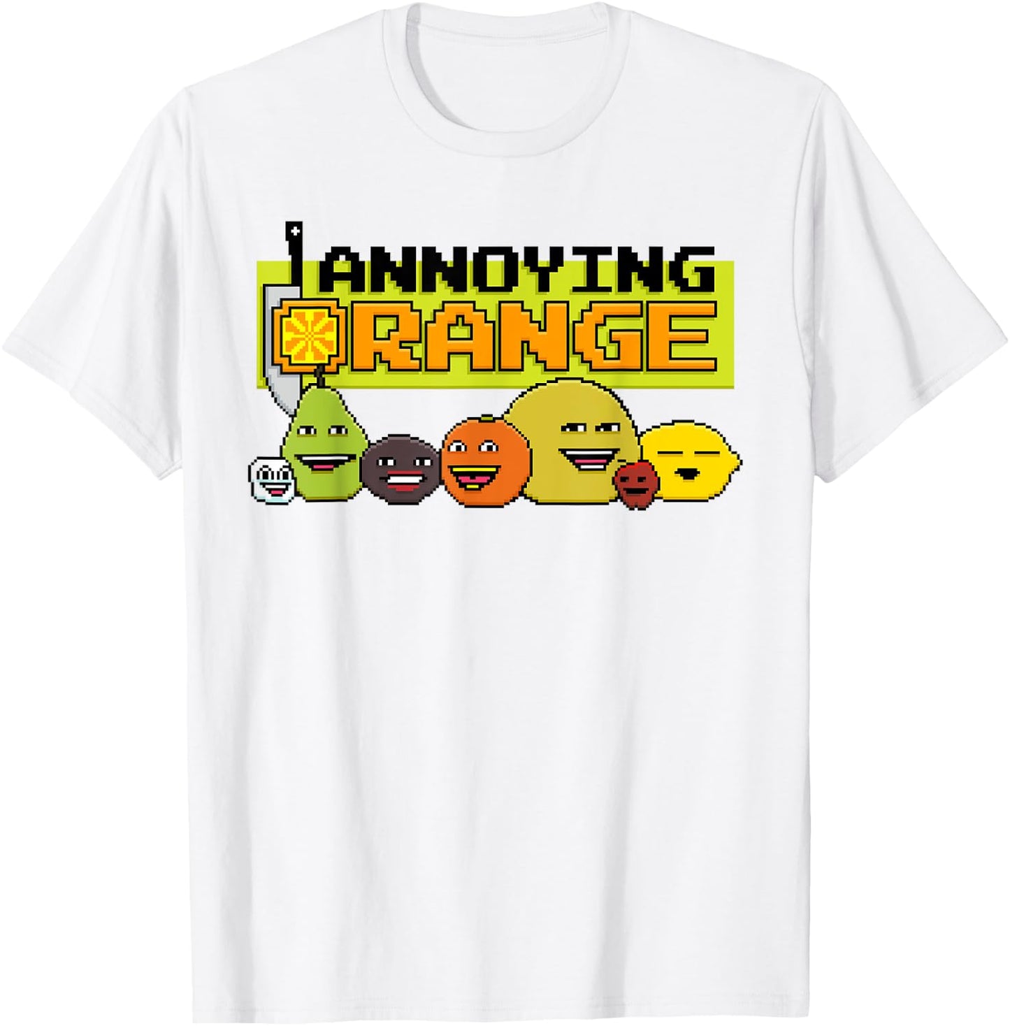 Annoying Orange 8-Bit Video Game Style T-Shirt - T-Shirt | White