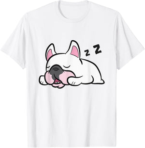 French Bulldog Puppy Sleeping Tired French Bulldog Men Women Girls Kids T-Shirt - T-Shirt | White