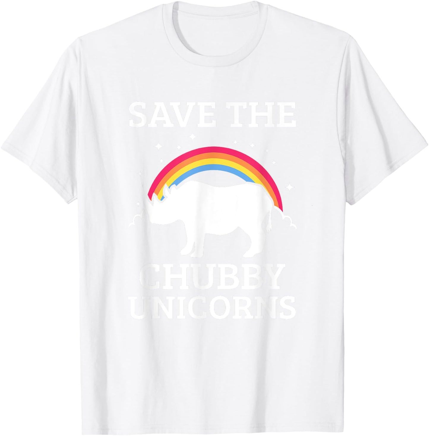 Save The Chubby Unicorns Rhino Rainbow T-Shirt - T-Shirt | White