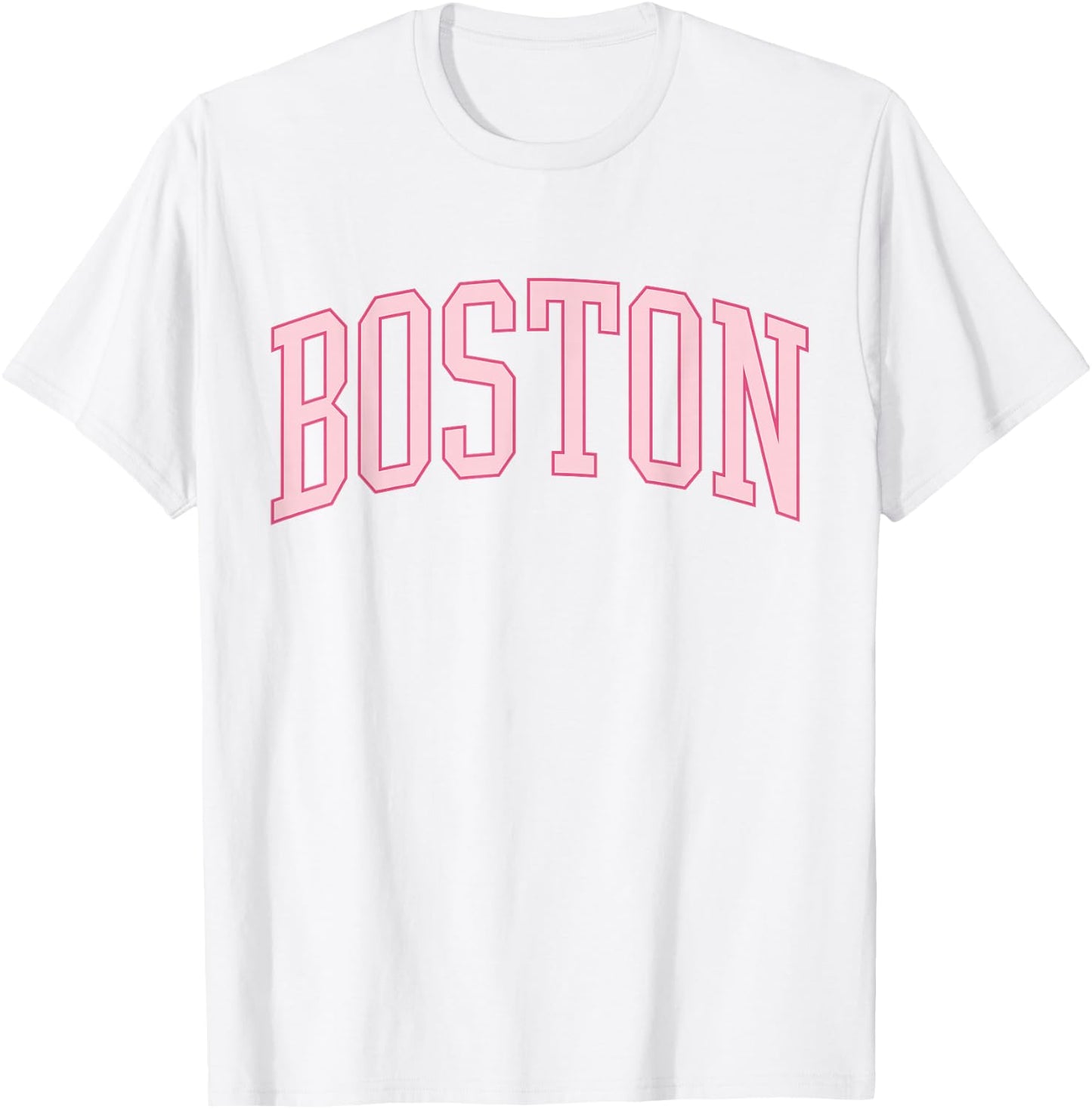 Boston Cute Preppy Varisty Pink T-Shirt - T-Shirt | White