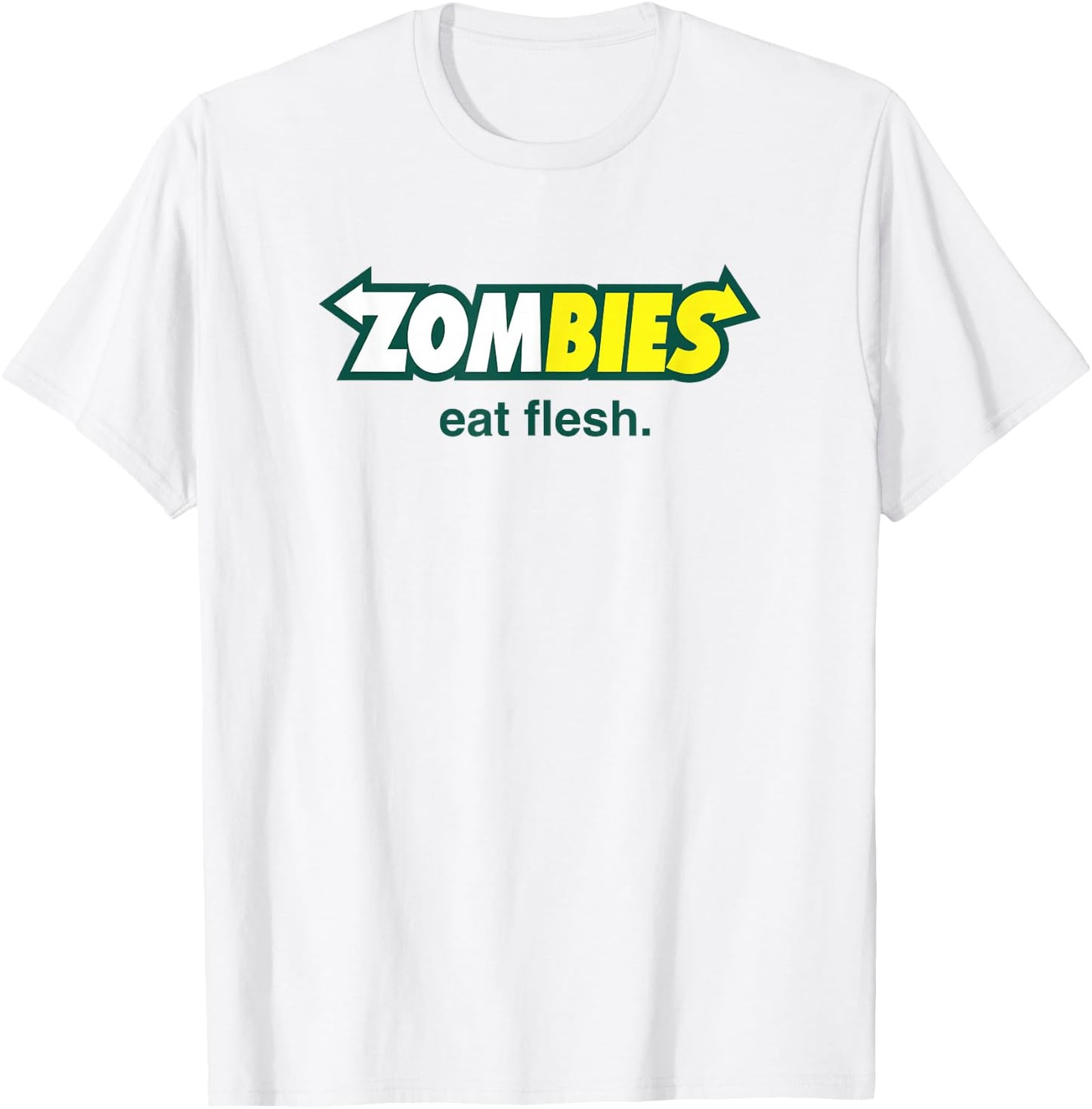 Flesh Eating Zombies Hilarious Horror Parody Food Logo T-Shirt - T-Shirt | White