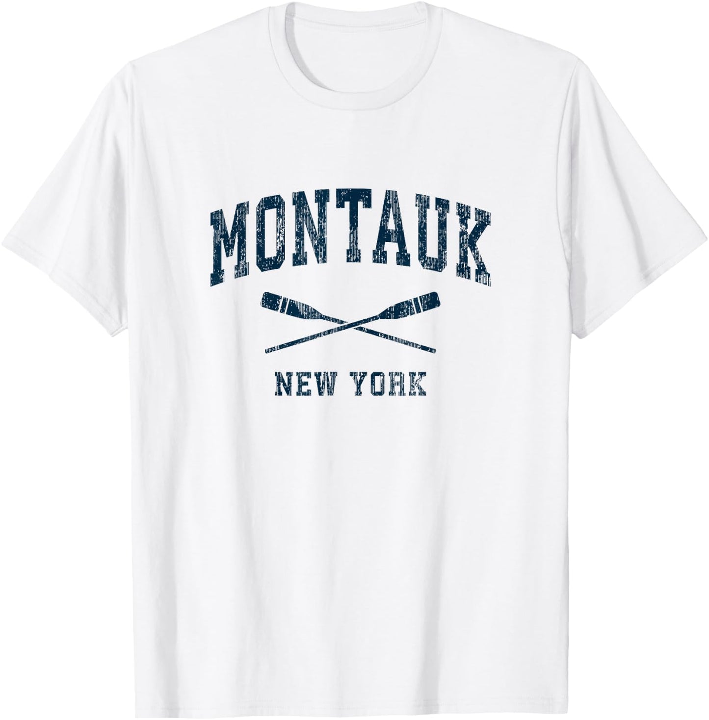 Montauk New York Vintage Nautical Paddles Sports Oars T-Shirt - T-Shirt | White