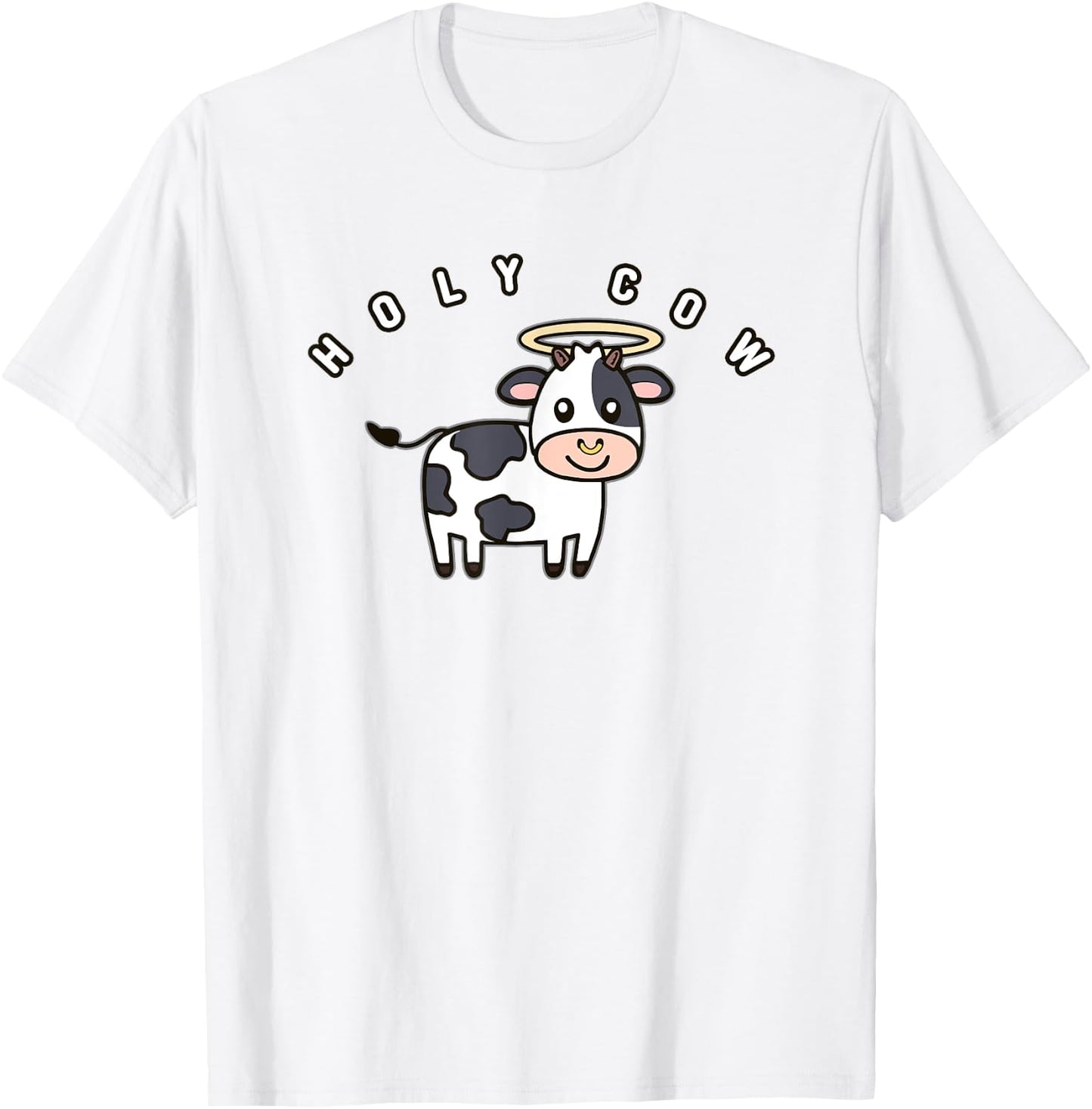 Funny Holy Cow Cute Farm Cow With Halo Animal Lover T-Shirt - T-Shirt | White