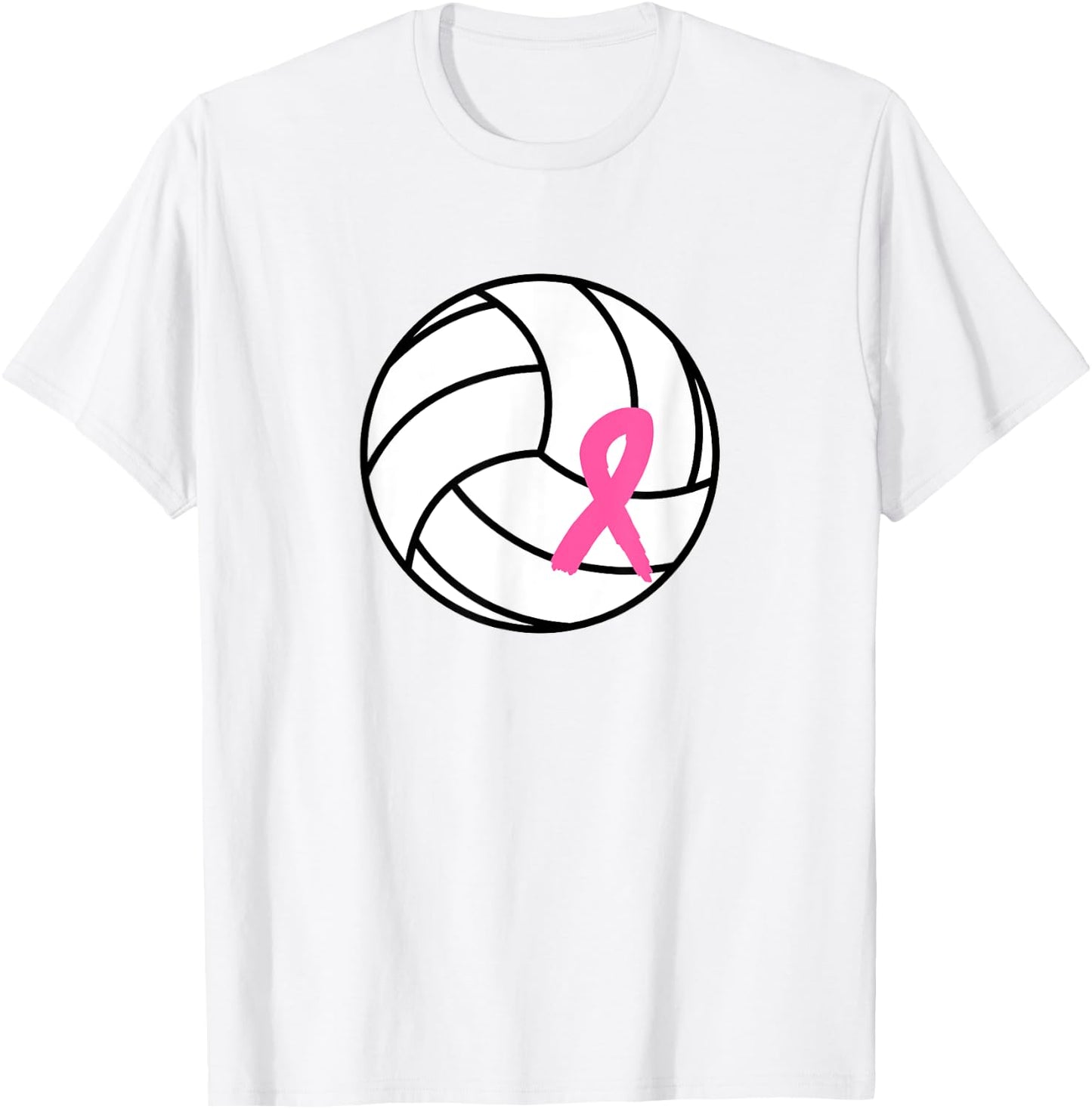 Volleyball Pink Ribbon Breast Cancer Awareness T-Shirt - T-Shirt | White