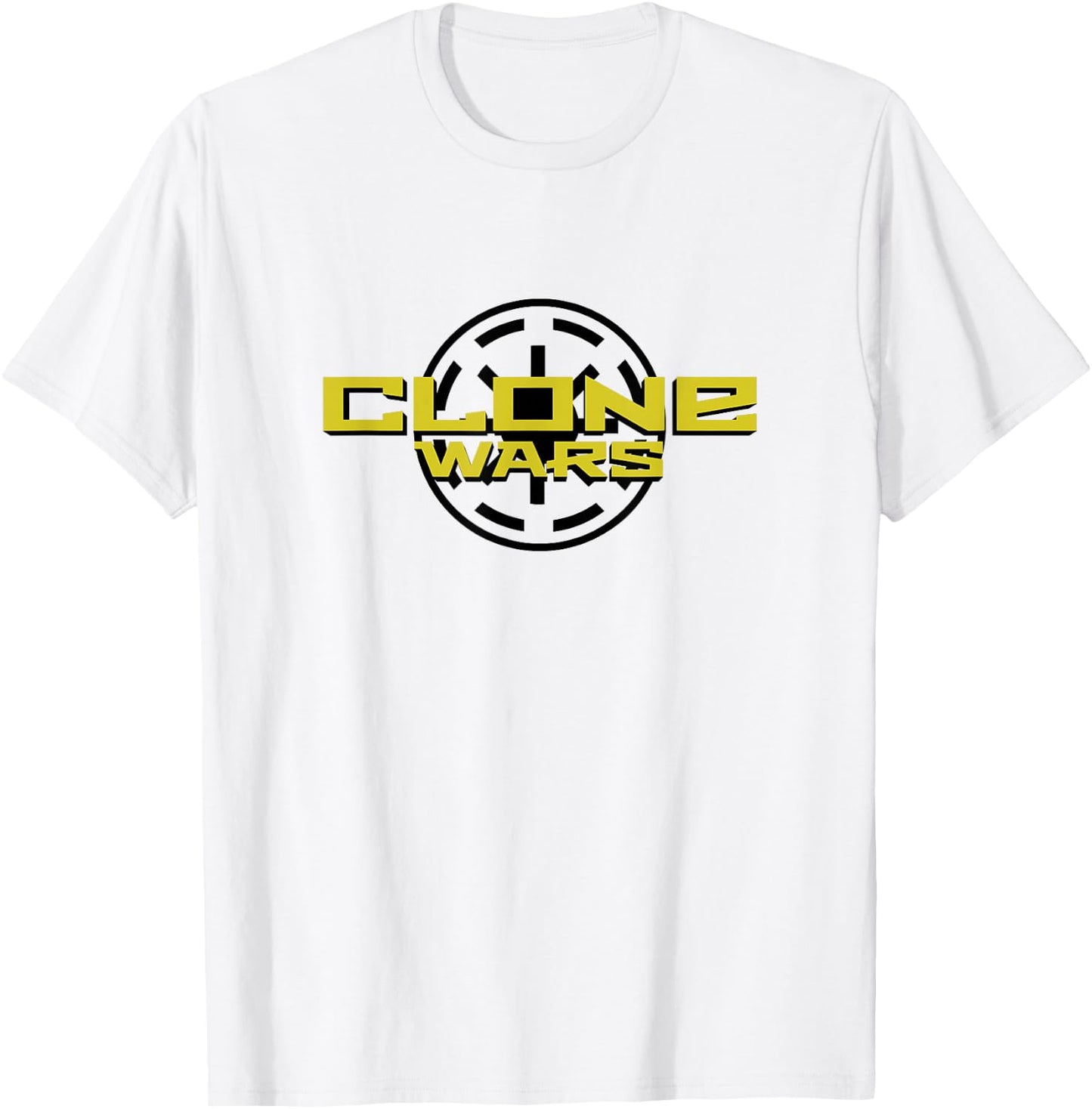 Star Wars: The Clone Wars Galactic Republic Emblem Text Logo T-Shirt - T-Shirt | White
