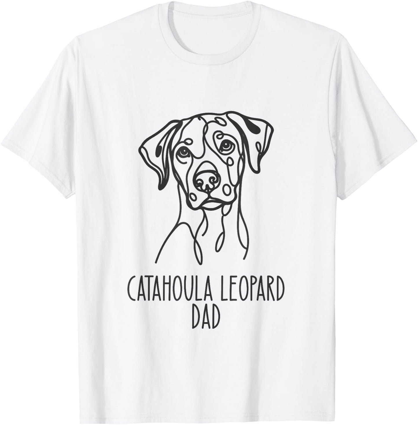 Line Art Best Dog Dad Men - Catahoula Leopard T-Shirt - T-Shirt | White