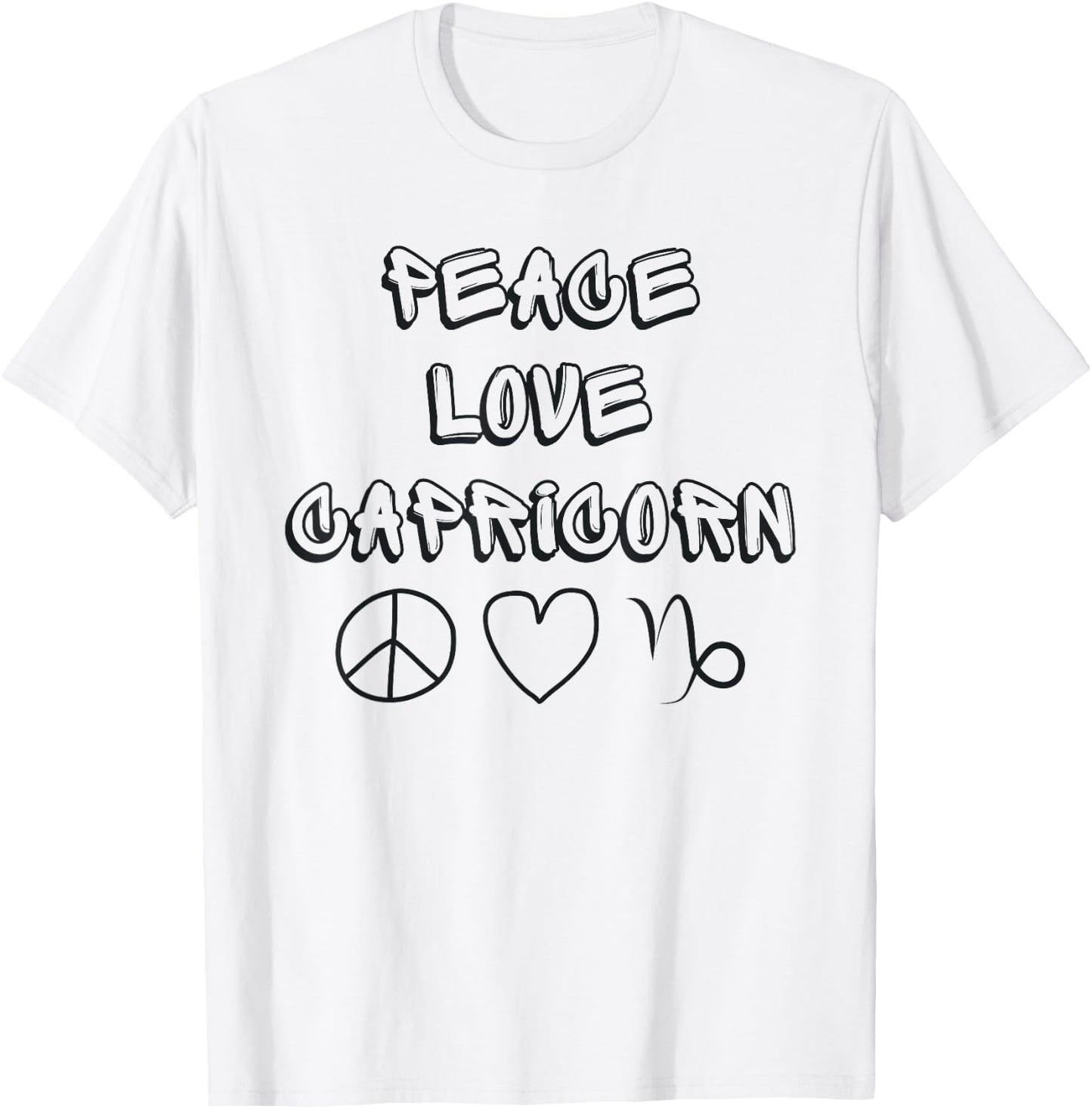 Zodiac Astrology Peace Love Capricorn Birthday Graphic T-Shirt - T-Shirt | White